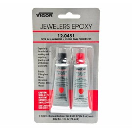 Vigor Jewelers Jewelry Epoxy 2 Part Glue 12.0451 Clear Colorless Sets 4 Minutes