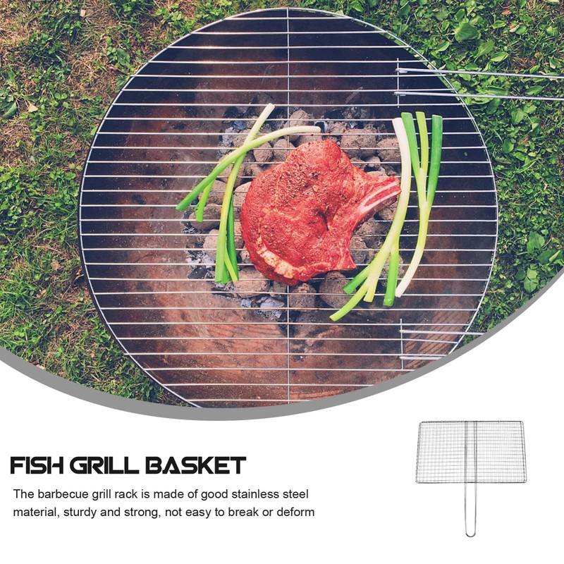 Yardwe Fish Grilling Basket Stainless Steel Barbecue BBQ Grill Basket