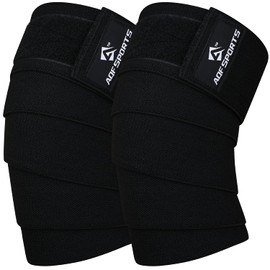 AQF Knee Wraps Weight Lifting Bandage Straps Guard Pads Powerlifting MultiColour (Black 78")