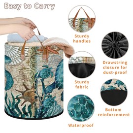 Ocean Animals Baby Laundry Hamper Collapsible Clothes Kids Storage Basket Large Boys Girls Gift Toy Box Bin for Nursery Room, Sea Turtle