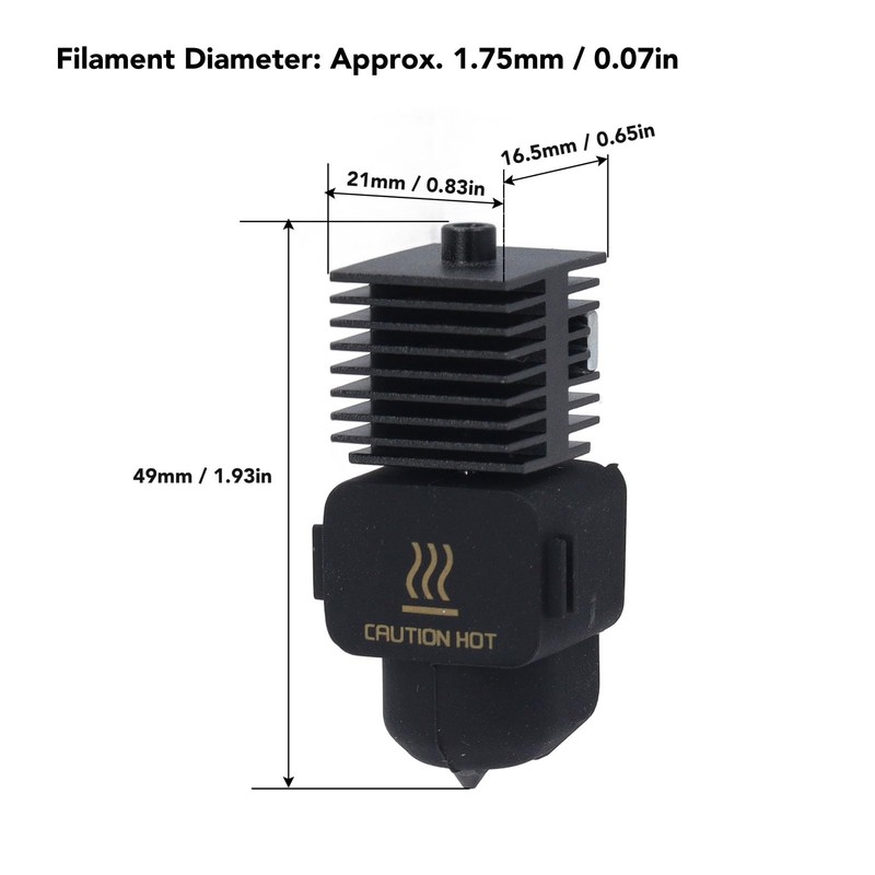 Nozzle Hot End Kit, Removable Steel Nozzle, Brass Heating Block