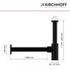 KIRCHHOFF Design Siphon, Matt Black Drain, Drain Fitting for Sink