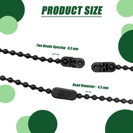 Antfly Plastic 10 Meters Blinds Beaded Chain Cord - Vertical Roman Roller Shade Blind Ball Chain Repair with 10 pcs Connector Clips Thickened Version (Black)