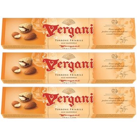 Italian Torrone Almond Nougat Candy Bar Pack x3 15.87oz (3 Crunchy) Vergani Imported Turron