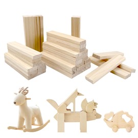 Pack of 40 Wooden Block Carving, Unfinished Wood Carving Blocks, 11 x 2.2 x 0.8 cm, Pine Wood for Carving, Carving Wood Blocks for Craft Set, Rectangular Wooden Cubes for Crafts