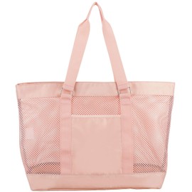 Eastsport Mesh Classic Tote Beach Gym Shopping Shoulder Handbag Bag, Blush