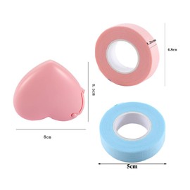 Leadigol 10 Rolls Eyelash Extension Tape, Eyelash Extension Tape Cutter, Breathable Adhesive Lash Tape Non-Woven Fabric Lash Tape with Heart-Shaped Cutter Dispenser