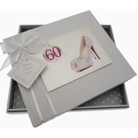 White Cotton Cards 60th Birthday Guest Book Glitter Ball and Shoes