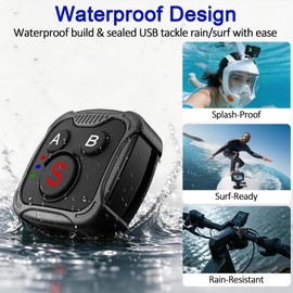Bluetooth Remote Control for GoPro Hero 13/12/11/10/9/MAX, Insta360 X5/X4/X3/Ace Pro/Ace Pro 2/Go 3S, DJI Osmo 360/Act 6/Act 5 Pro/Act 4, & Smartphones – Waterproof Wireless Camera Remote