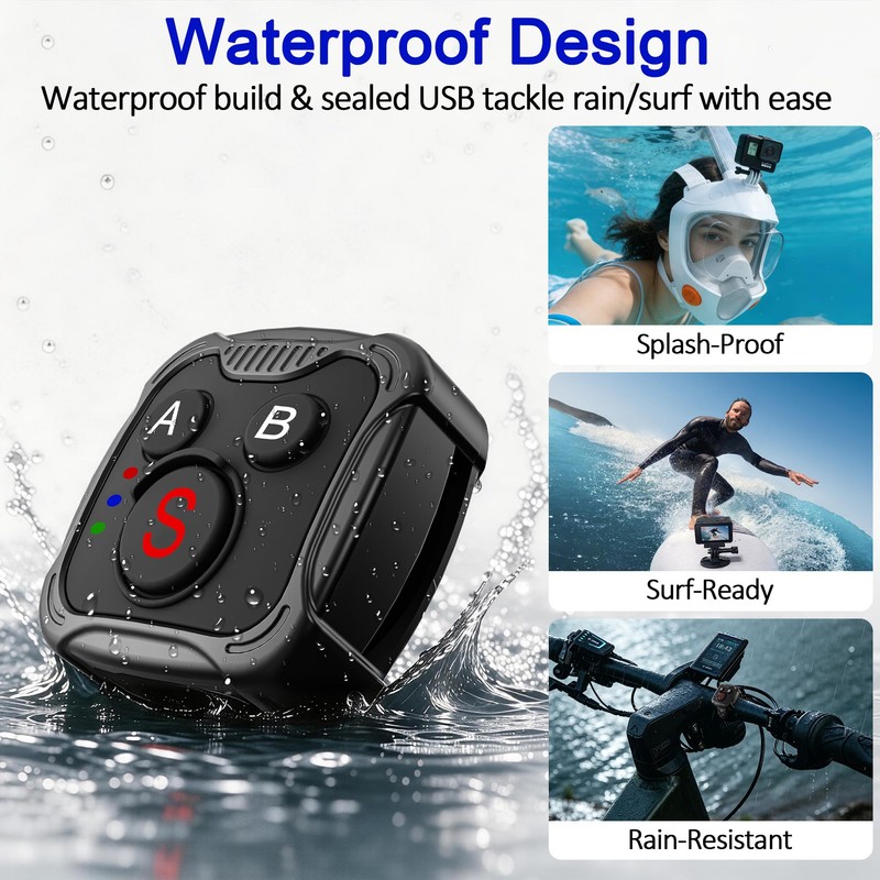 Bluetooth Remote Control for GoPro Hero 13/12/11/10/9/MAX, Insta360 X5/X4/X3/Ace Pro/Ace