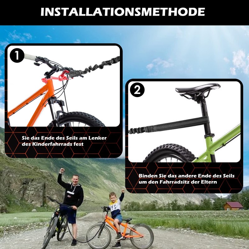 Tow Rope, 3 Metre Bicycle Tow Strap, Elastic, Load Capacity