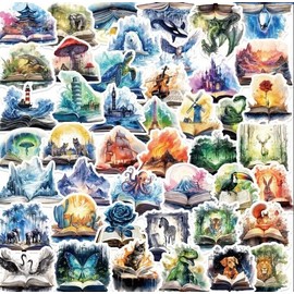 Unbranded 10pcs Watercolor Book Lovers  Stickers- Scrapbook, Journal, DIY Crafts & Cards