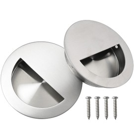 FMHXG 2pcs Recessed Embedded Door Handle 70mm Stainless Steel Round Drawer Handles Hidden Concealed Recessed Sliding Door Pull Handles Invisible Handle Cabinet Pulls