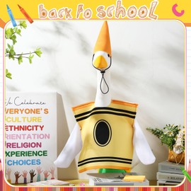 Geyoga Back to School Porch Goose Outfit for 23" Lawn Cement Goose Back to School Garden Patio Yard Outdoor Decorations(Yellow,Crayon)