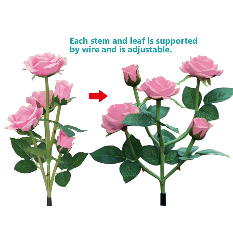 Outdoor Solar Garden Stake Lights, Outdoor Decorative Rose Flowers Lights