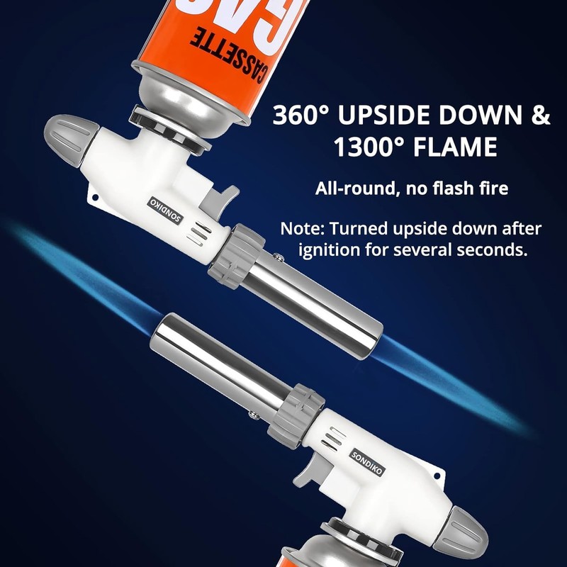 Sondiko Butane Torch Lighter, Dual Flame Mode Butane Torch Lighter