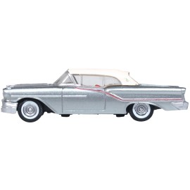 DCD 1957 Oldsmobile 88 Convertible 1/87 HO Scale Diecast Model Car Juneau Gray with White Top Red Interior Doors Open Function