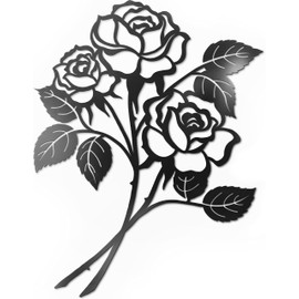 Vivegate Rose Metal Art - Giant Rose Flower Wall Decor for Living Room (Large - 17.5"X13.5")