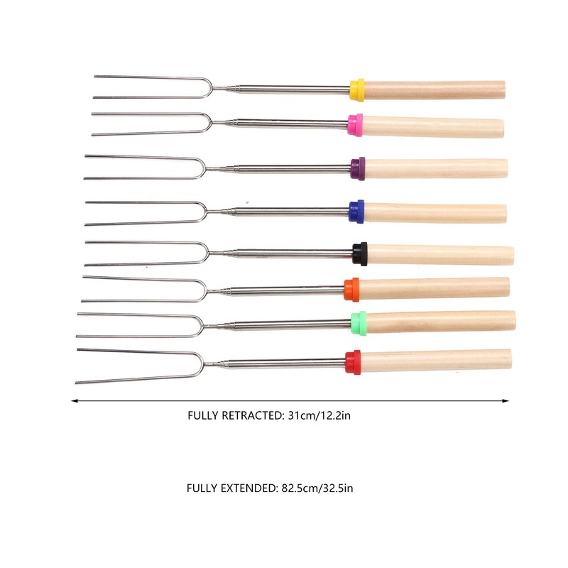 8Pcs Telescoping Extendable Marshmallow Roasting Sticks Marshmallow Sticks Kit Extending