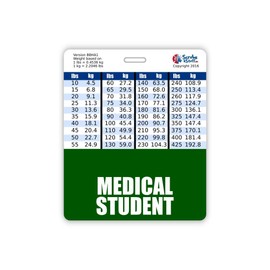Medical Student Badge Buddy Horizontal w/Height & Weight Conversion Charts (Oversized, Hunter)