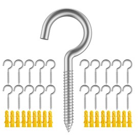 YAIRMIS 20pc 304 Stainless Steel Heavy Duty Screw Hooks, 2" Eye Bolts, Indoor/Outdoor, Wall, Wood, PVC
