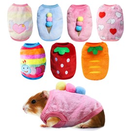 7 Pcs Cute Guinea Pig Clothes Costume Soft T-Shirt Clothes for Rabbits Hamster Clothes Kitten Ferret Chihuahua Puppy Mini Dog and Small Animals