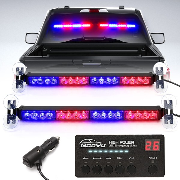 BooYu 2 in 1 LED Emergency Strobe Light Bar w/Digital