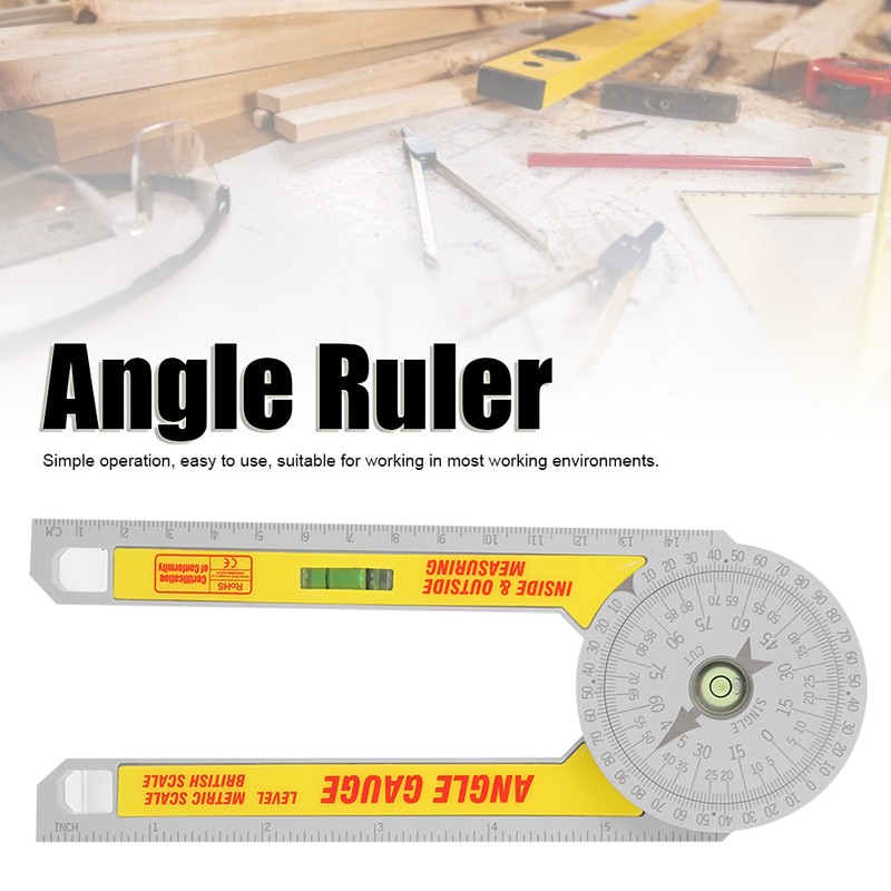 360 Degree Angle Gauge DIY Protractor Goniometer Inside Outside Measuring