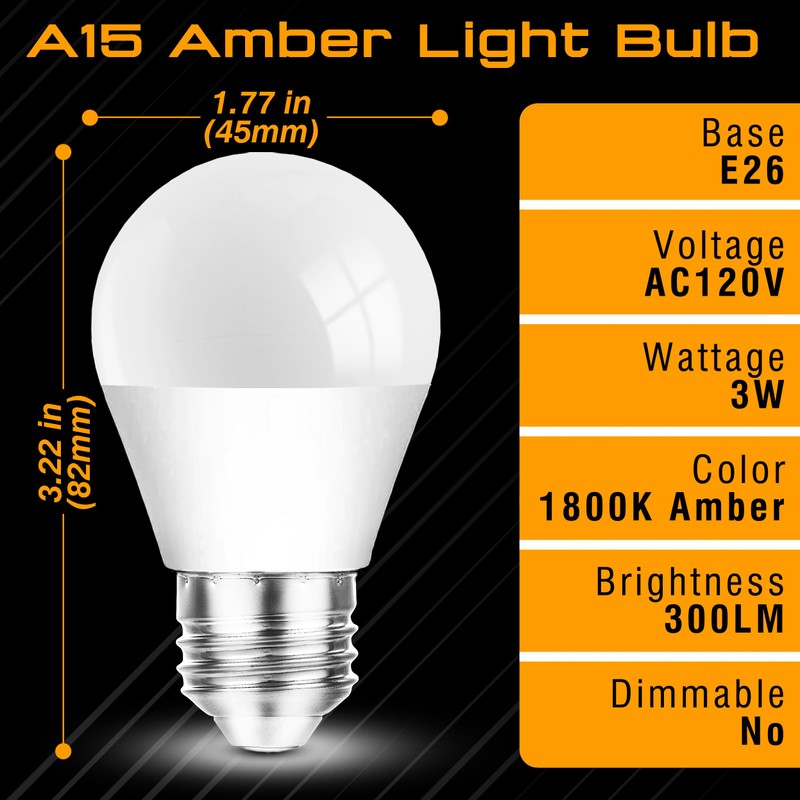 Elmoyle Amber Sleep Light Bulbs 1800k, Blue Light Blocking, Dim