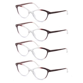 HEEYYOK Women Reading Glasses 4 Pack 2.0 Cateye Readers Glasses Reading Comfort Spring Hinge(4 Pack Color-C4, 2.00, x)