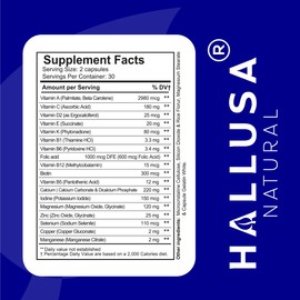 Hallusa Natural HallMulvit Men - Multivitamin for Men, Heart, Muscle & Immune Support + Biotin, Iron, Vitamin B12, Vitamin C, Vitamin E, Folate, Calcium, Magnesium, Zinc & More - 60 Capsules