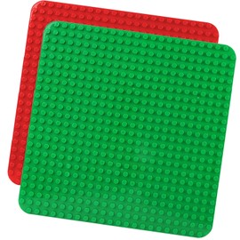 HUYIYI 2 Large Building Plates Compatible with All Major Brand Plates, 38.4 x 38.4 cm, Classic Base Plate with 24 x 24 Nubs for Stones, Construction Toy for Toddlers, Girls and Boys, Red, Blue