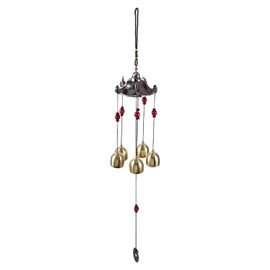 Campanas de Viento Latón 5 Campanas Los Mejores Deseos Lucky Wind Bell Antioxidante Festival Clásico Pabellón decoración Colgante para El Jardín del Patio Feng Shui Carillón de Viento para la Buena Suerte