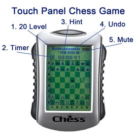 Lyght Juego de ajedrez electrónico de mano, 20 niveles, 100 registros de ajedrez integrados, juego de conexión integrada de cuatro y verificador,