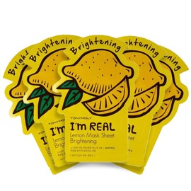 TONYMOLY Im Real Mascarilla Facial de Limón 5 Pzs Iluminadora y Revitalizante Coreana                                                                 