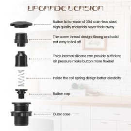 Garbage Disposal Air Switch Kit Sink Top Waste Disposal Stainless Steel Black On/Off Air Button Food and Waste Disposals Part by Etoolcity, UL Listed