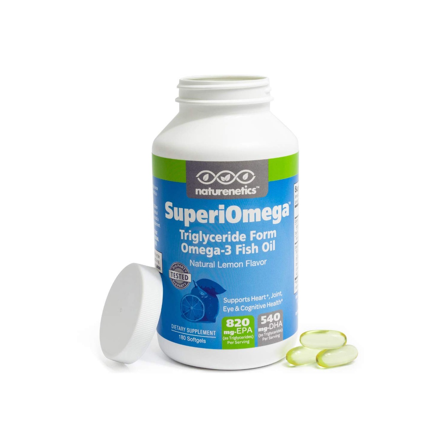 Omega3 Fish Oil for Dry Eyes, Joint, Heart and Brain Health No Fishy