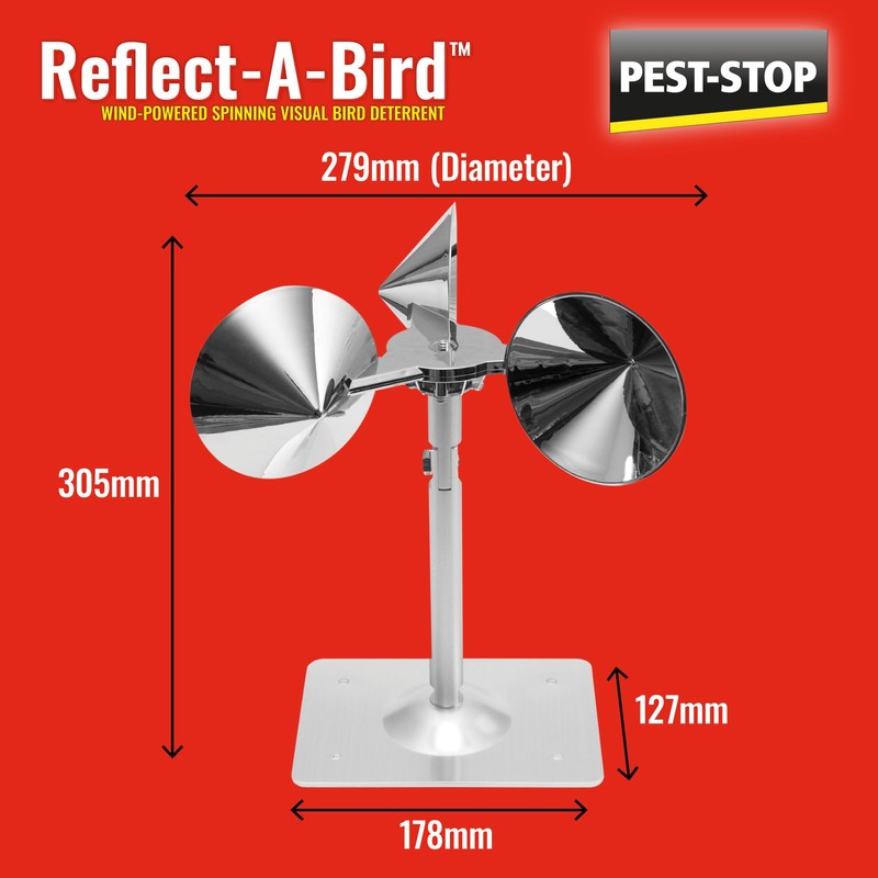 Pest-Stop Reflect-A-Bird - Reflective, Silent and Wind-Powered Spinning Bird Deterrent