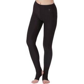 Icepardal IR-9700 BLK Women's Rash Guard Stirrup Leggings, WL Size, UV Protection, UPF 50+, Rash/Swim Stirrup Leggings, Athletic Wear, Black