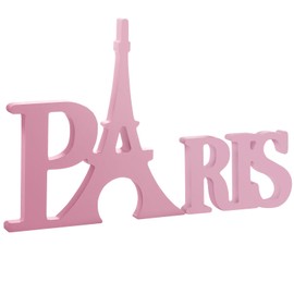 Paris Wood Decor Paris Themed Bedroom Decor Paris Word Sign Eiffel Tower Wood Table sign Wooden Letters Table Decor for Girls Bedroom for Home Living Room Office Decoration Supplies (Pink)