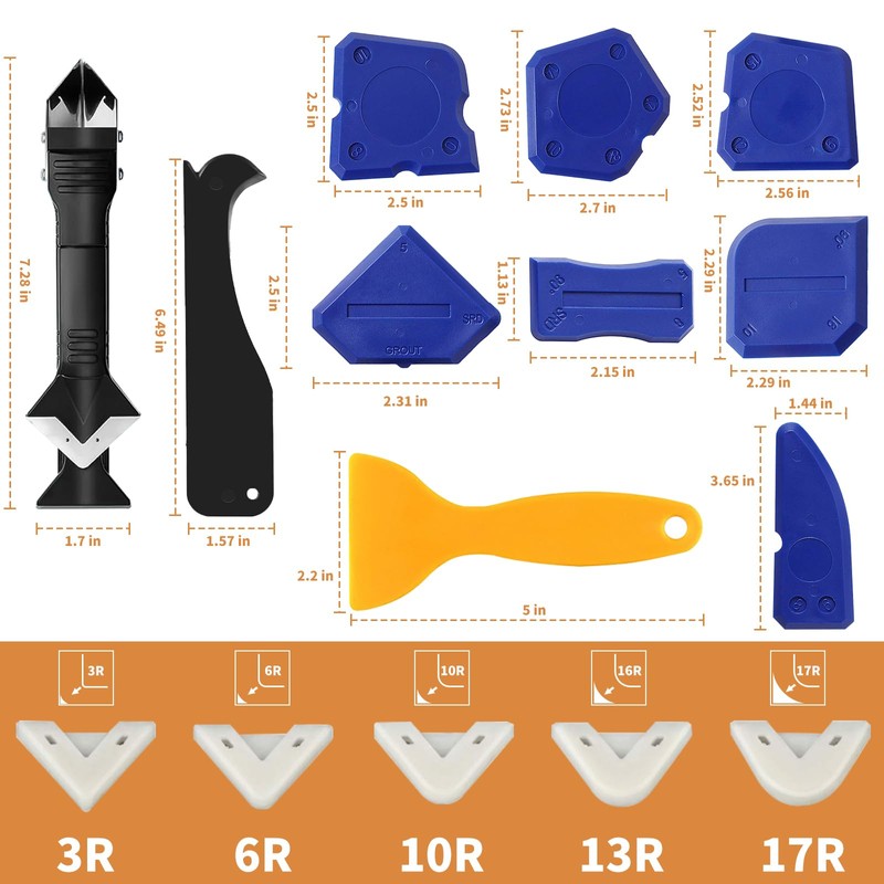 23-Piece Caulking Tool Kit – 3-in-1 Silicone Caulk Remover, Grout