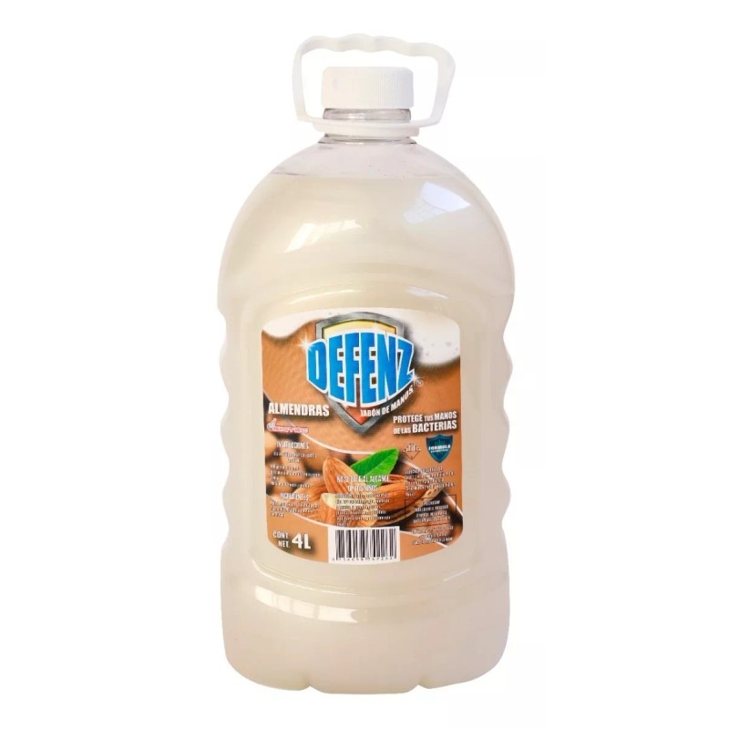 DEFENZ Jabón Liquido Para Manos Almendras 4 Litros 4 Piezas