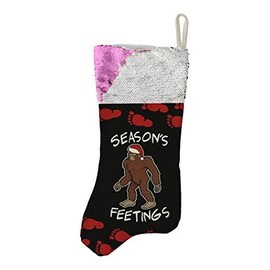 Office Christmas Party Christmas Sasquatch Seasons Feetings Flip Sequin Stocking Pink