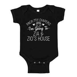 The Shirt Den I'm Going to My Zia and Zio's House Baby Bodysuit One Piece 12 mo Black
