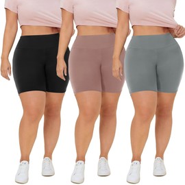 QGGQDD 3 Pack Plus Size 8in Biker Shorts for Women - High Waisted Black Maternity Yoga Shorts (3X-Large)