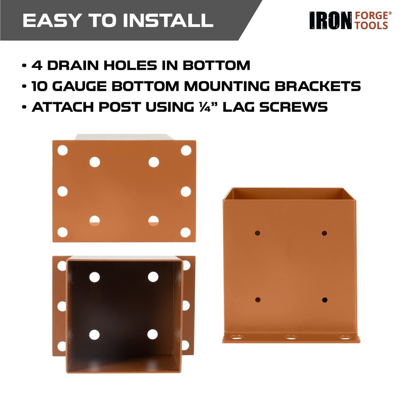 Iron Forge Tools 6x6 Post Base for Concrete, 4 Pack