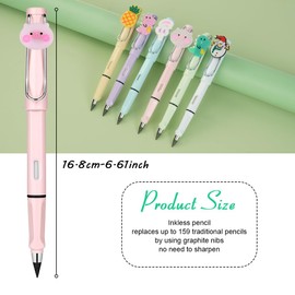 OFFCUP Eternal Metal Pencil, Pack of 6 Inkless Pencils Eternal, Infinity Pencil with Eraser, Magic Pencils with Interchangeable Head, Magic Pencil Infinity for Adults, Student Caricature