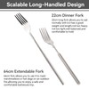 Agatige 2Pcs Extendable Fork, Telescopic Long Handle Cutlery Forks Stainless