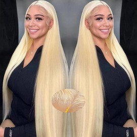JKD 28 In Blonde Wear and Go Glueless Wigs Human Hair 220% Density 613 Lace Front Wig Human 7x5 Blonde Straight Wig HD Lace Closure Wigs Pre Plucked Pre Cut Bleached Knots With Baby Hair