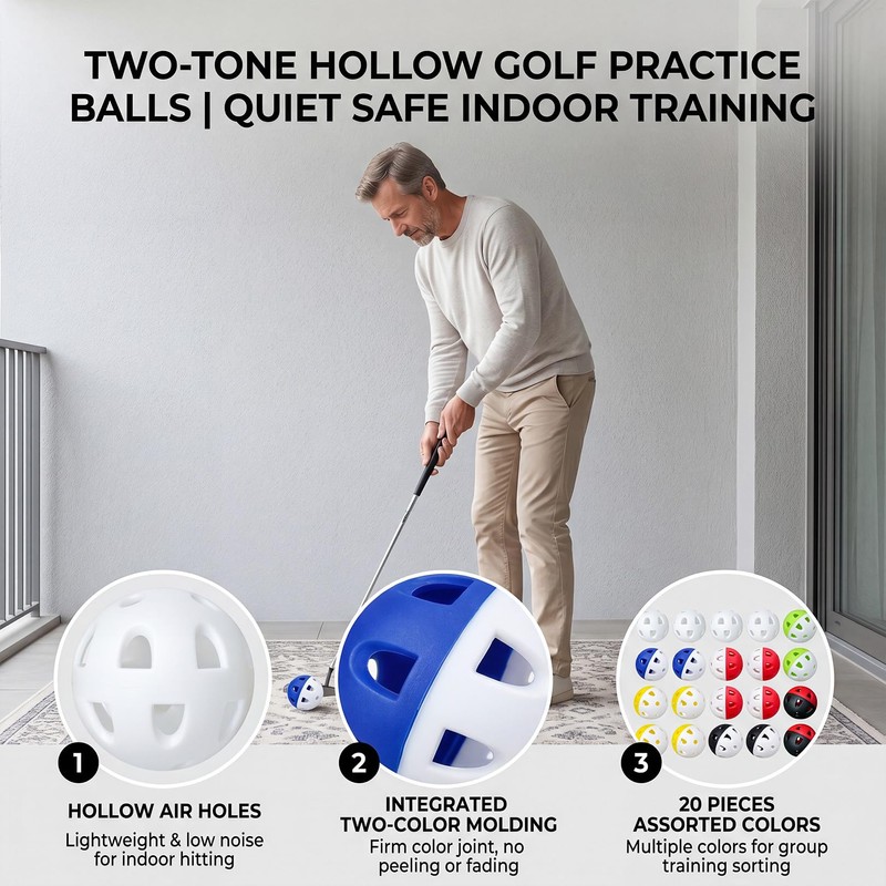 20 Wear-Resistant Golf Practice Balls, Soft Plastic Foam Golf training